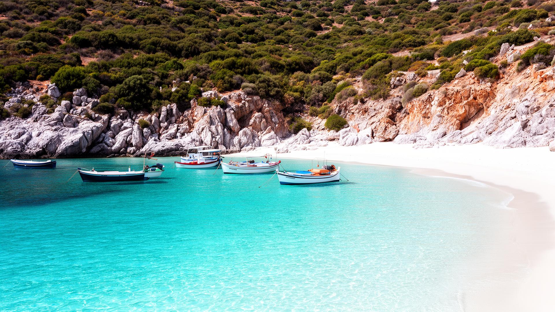 Beautiful Greek coastline with crystal clear water